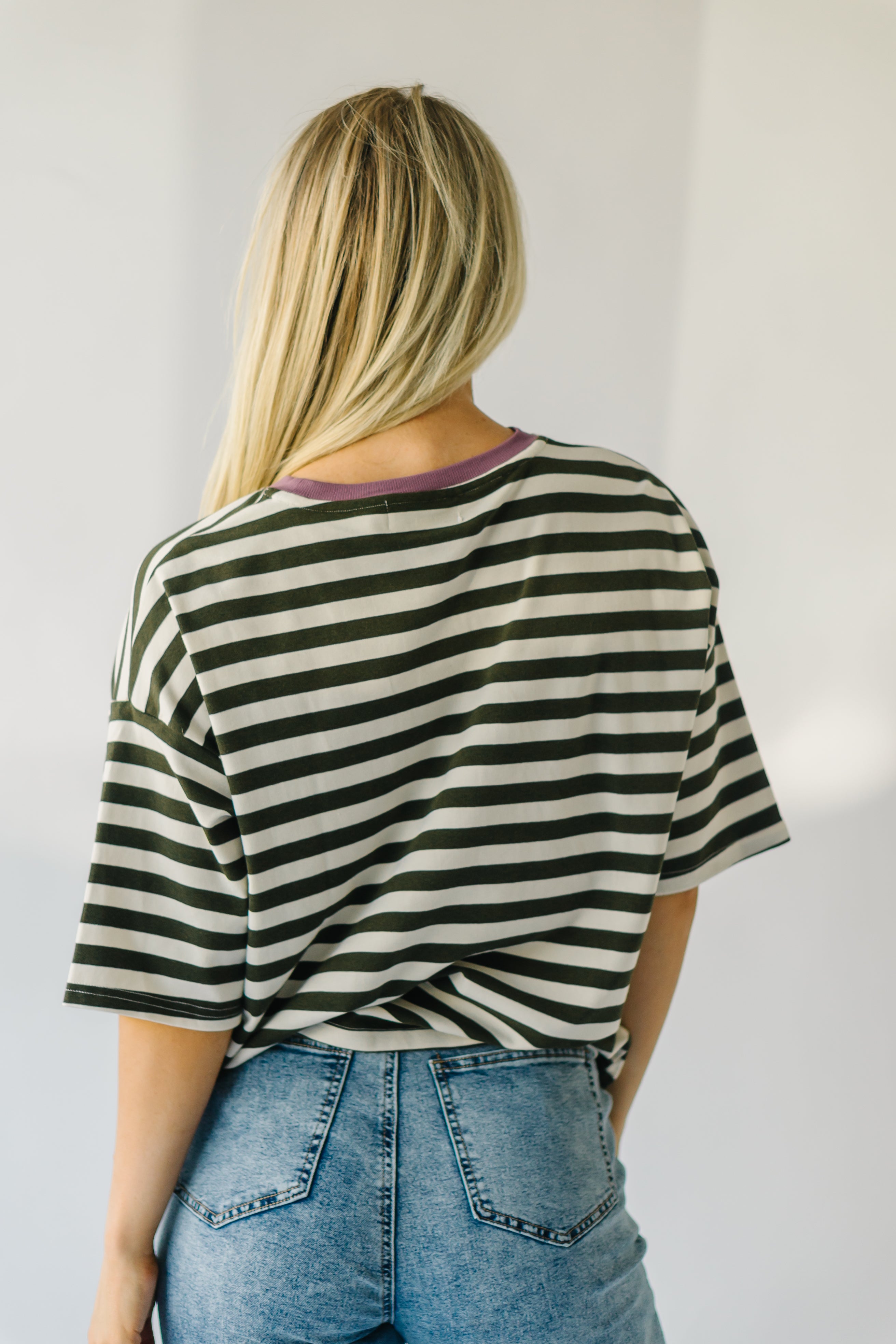 The Janson Oversized Tee in Olive Stripe