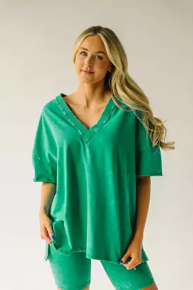 The Kynaston V-Neck Drop Sleeve Tee in Kelly Green