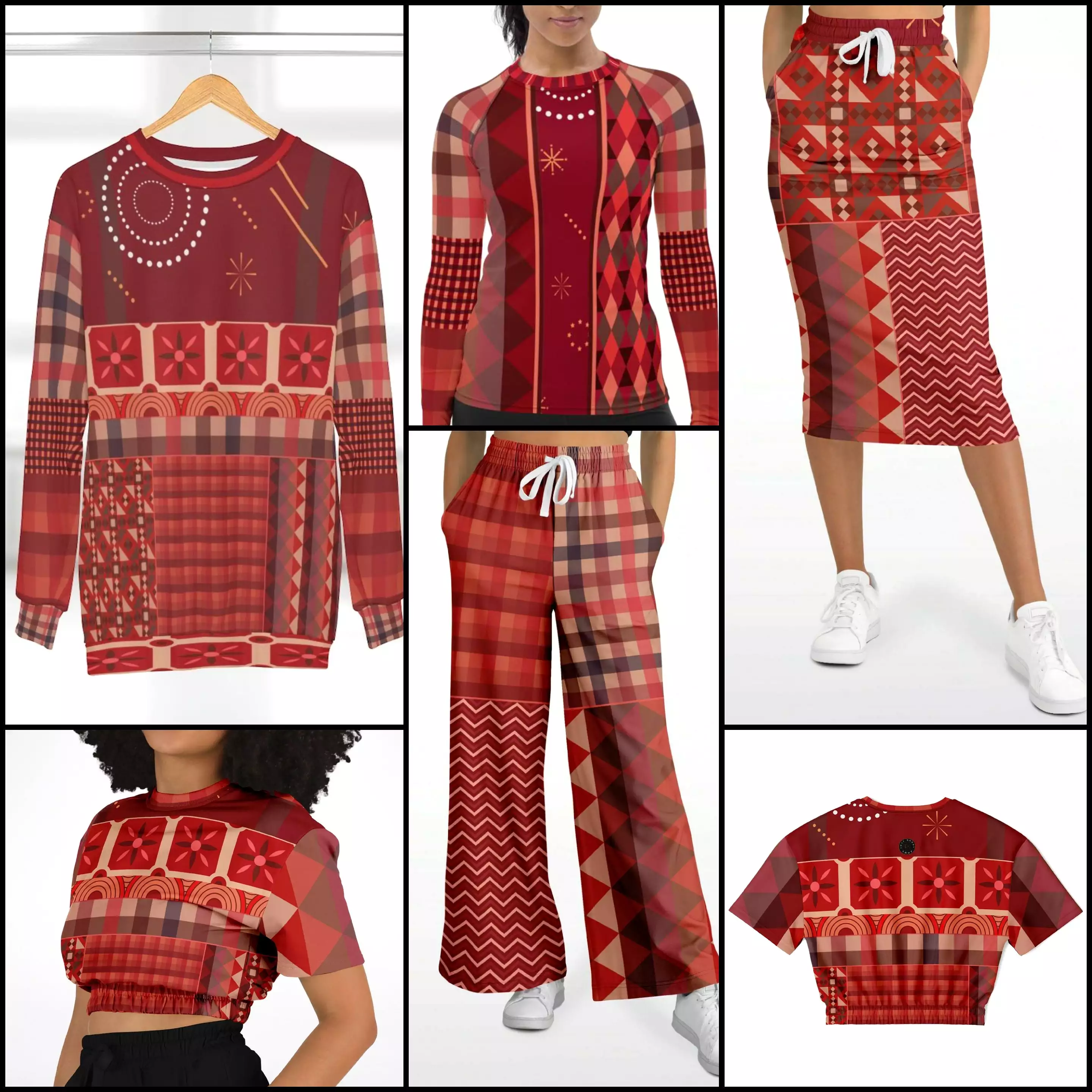 Toscana Red Eco-Poly Stretchy Phat Bellbottoms