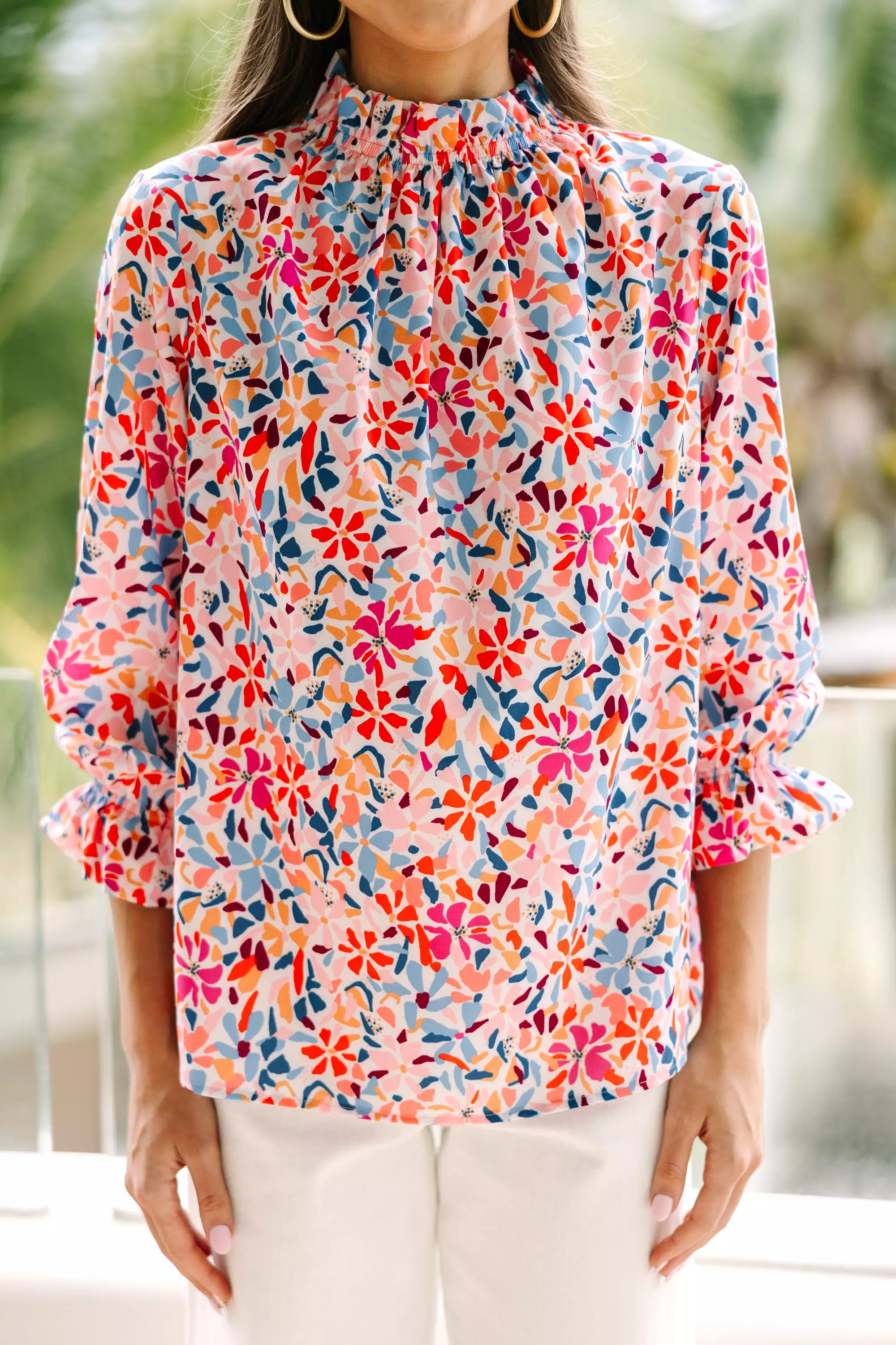 Tried and True White Floral Blouse