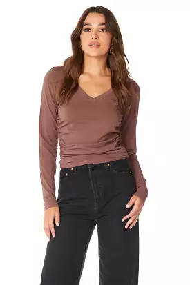 V-NECK TOP WITH SHIRRED SIDES