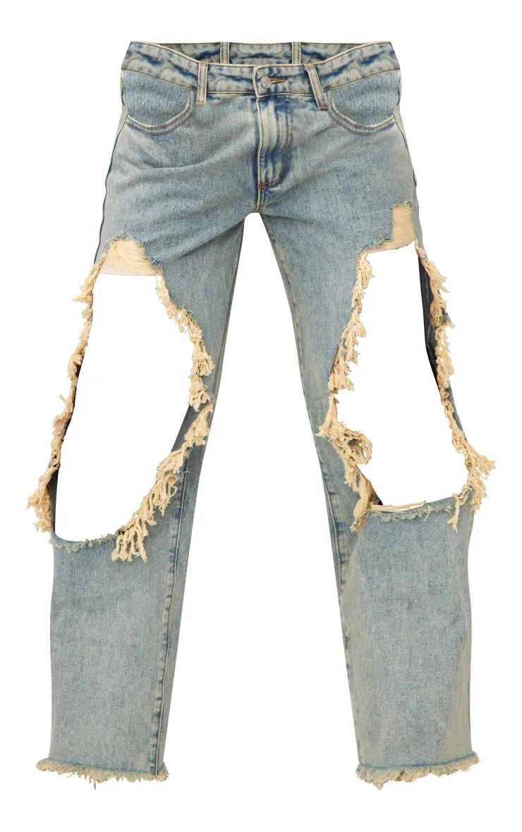 Vintage Wash Extreme Ripped Boyfriend Jean