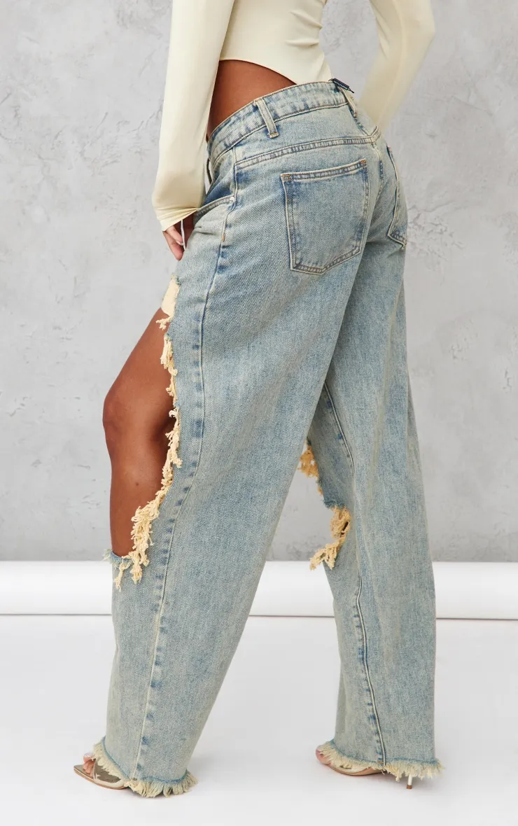 Vintage Wash Extreme Ripped Boyfriend Jean