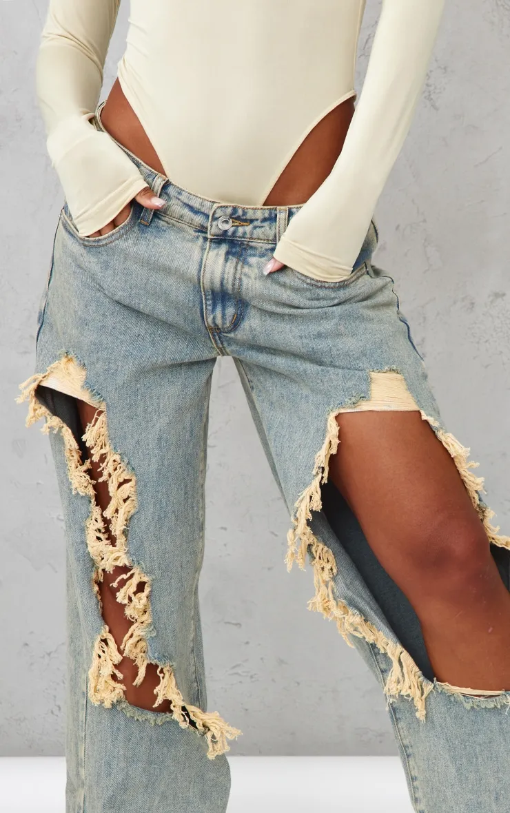 Vintage Wash Extreme Ripped Boyfriend Jean