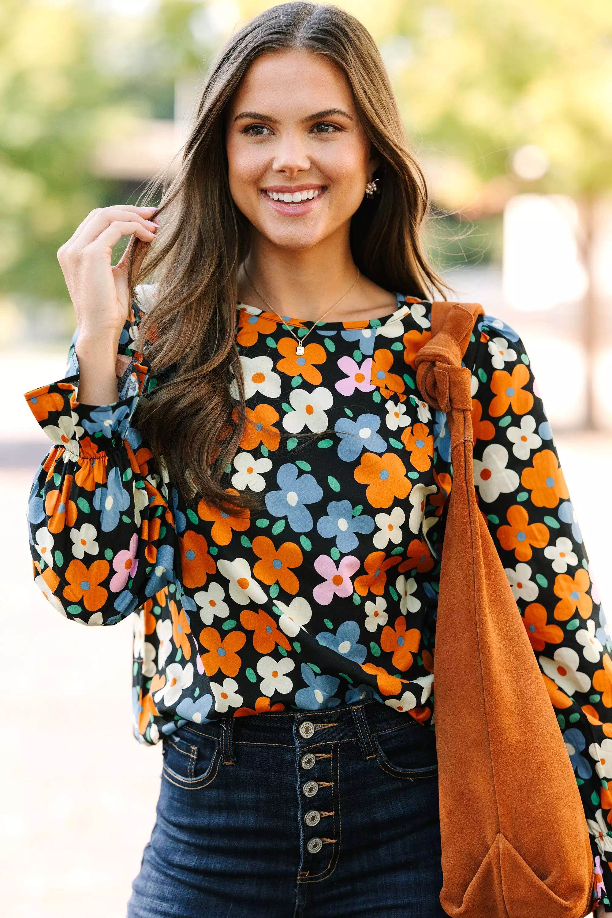 Waiting For You Black Floral Blouse