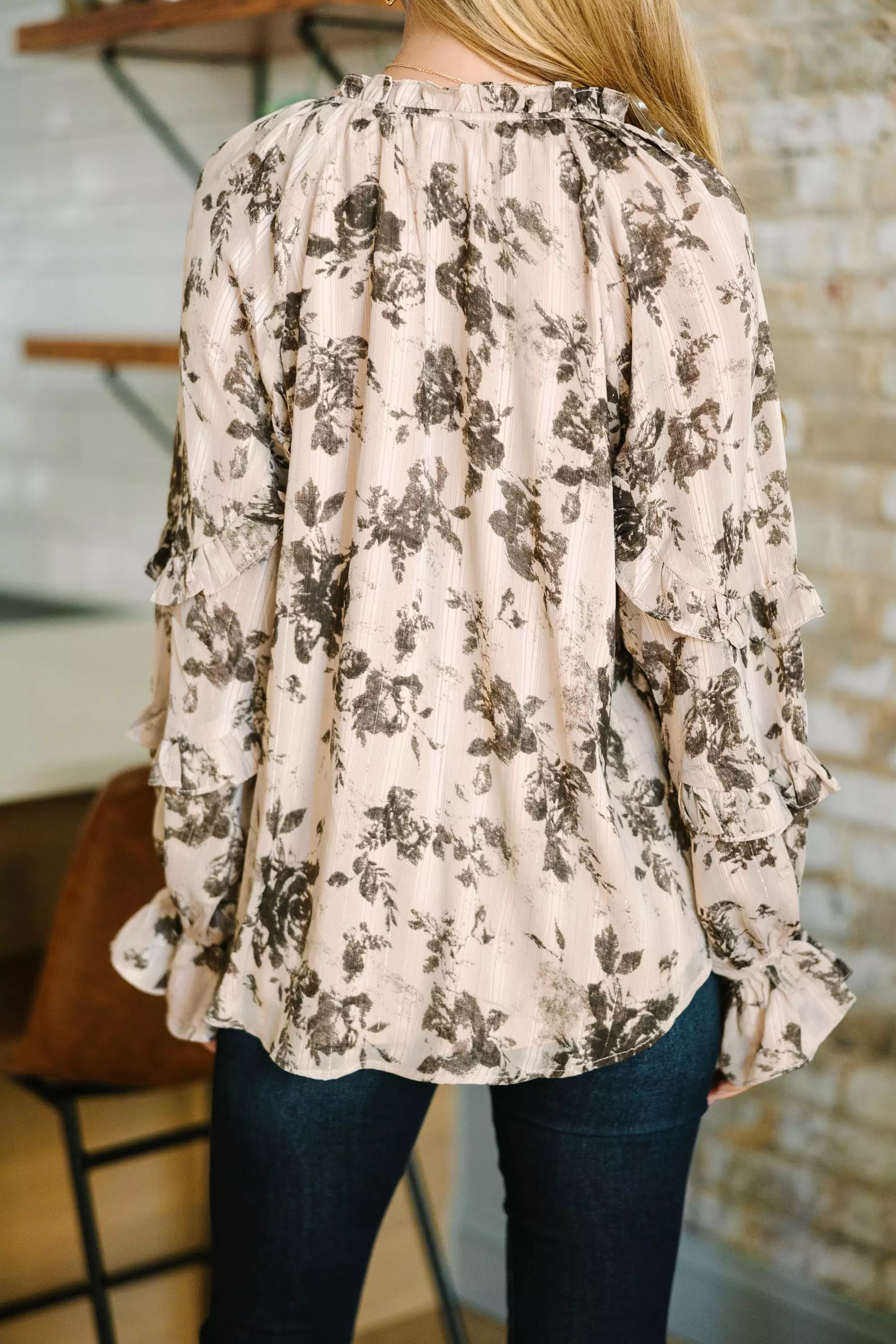 Waiting For You Mocha Brown Floral Blouse