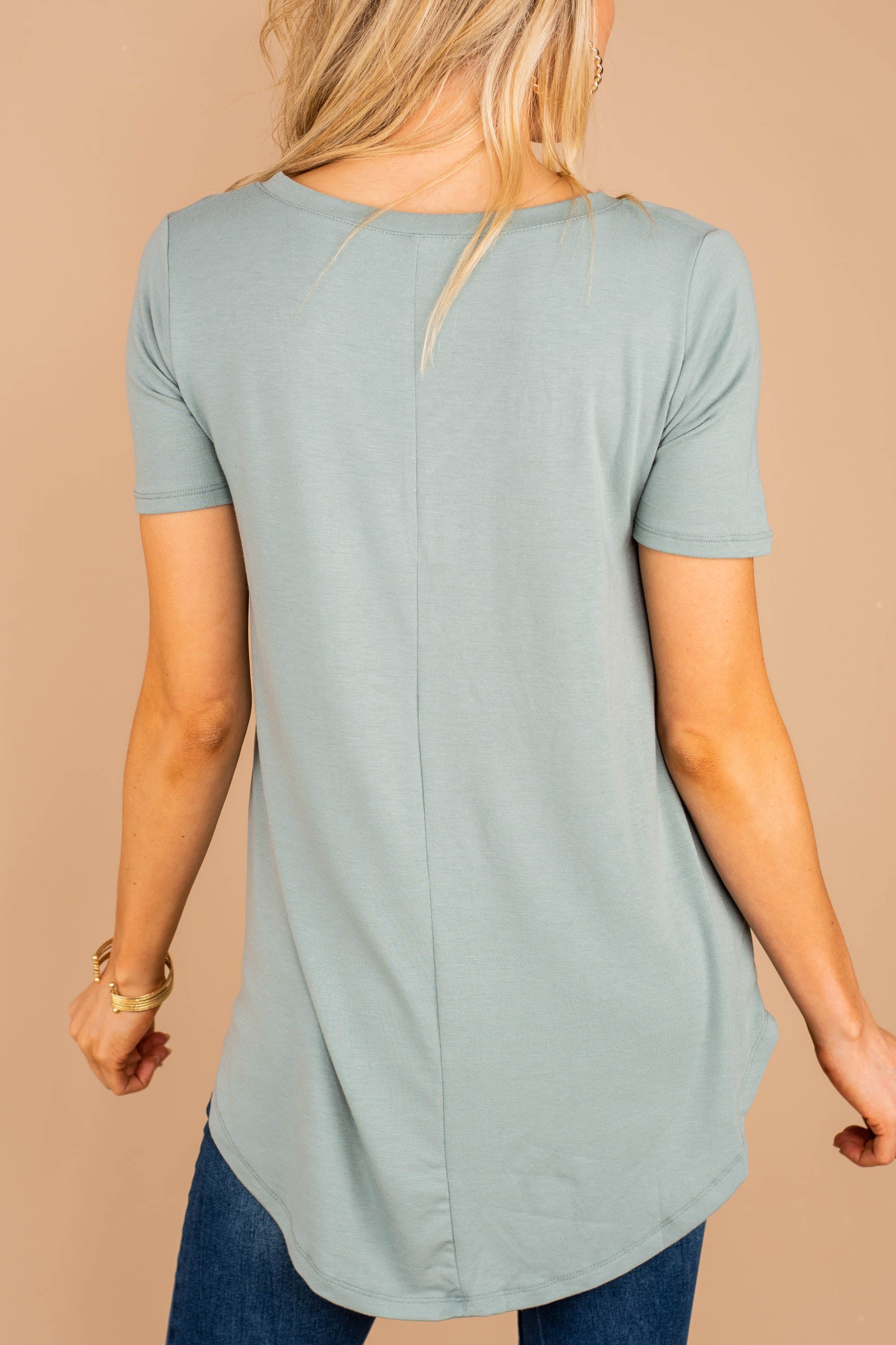 Walking On Air Light Green V-Neck Tee