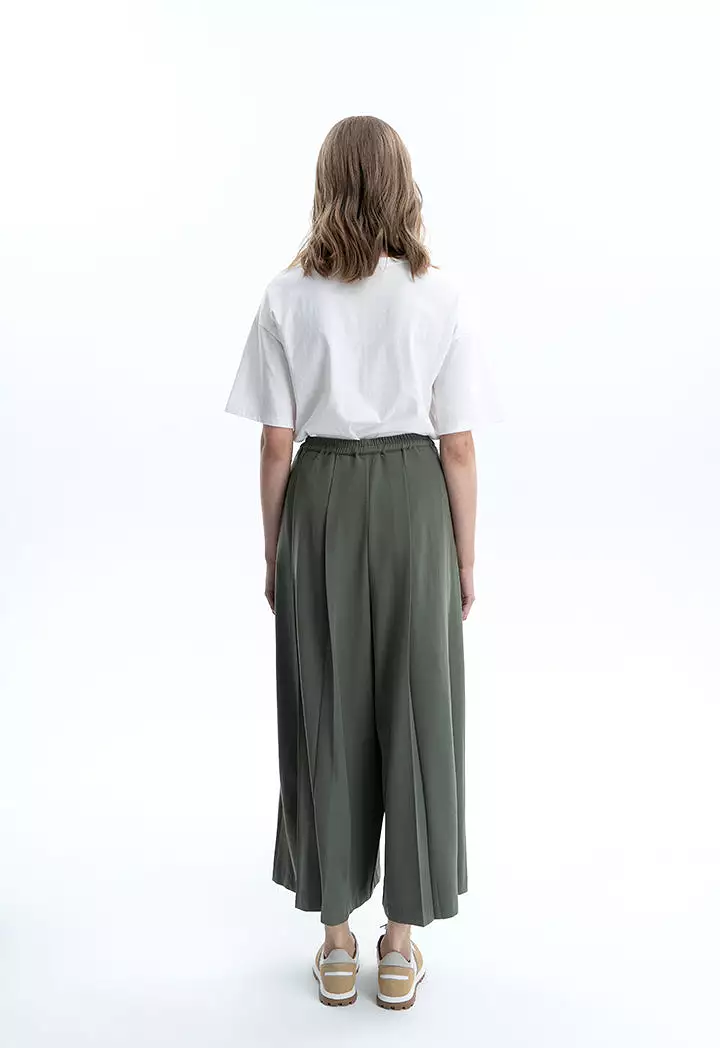 Wide Hem Fold Solid Trouser