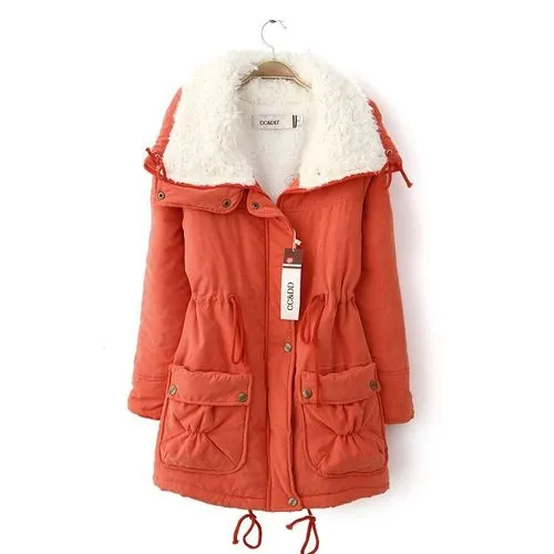 Women's Fashion Solid Color Single Breasted Coat Cotton Clothes