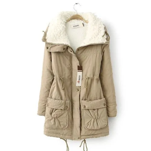 Women's Fashion Solid Color Single Breasted Coat Cotton Clothes